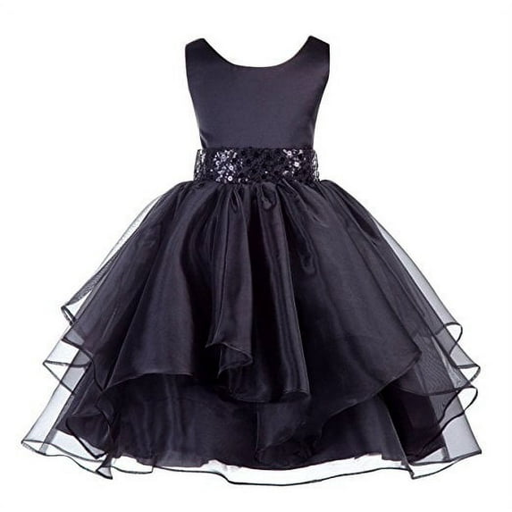 Ekidsbridal Asymmetric Ruffled Organza Sequin Flower Girl Dress Birthday Evening Formal Gown 012S 6