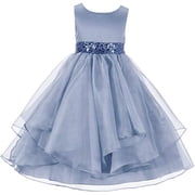 Ekidsbridal Asymmetric Ruffled Organza Sequin Flower Girl Dress Birthday Evening Formal Gown 012S 8