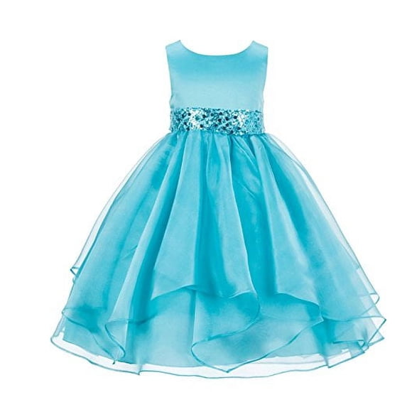 Ekidsbridal Asymmetric Ruffled Organza Sequin Flower Girl Dress Birthday Evening Formal Gown 012S 8