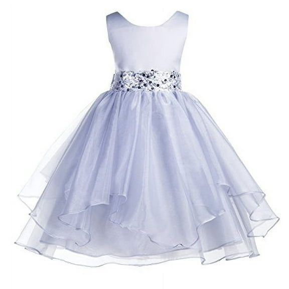 Ekidsbridal Asymmetric Ruffled Organza Sequin Flower Girl Dress Birthday Evening Formal Gown 012S 8