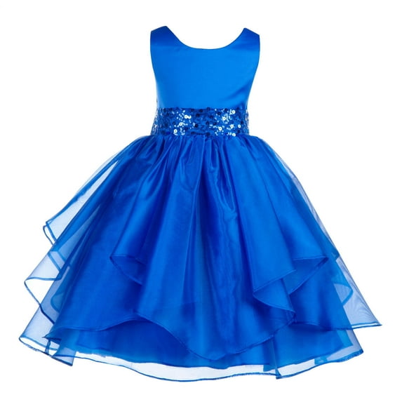 Ekidsbridal Asymmetric Ruffled Organza Sequin Flower Girl Dress Pageant Ballroom Gown 012s 10