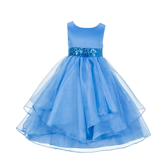 Ekidsbridal Asymmetric Ruffled Organza Sequin Flower Girl Dress Pageant Ballroom Gown 012s 10