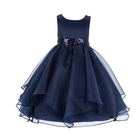 Ekidsbridal Asymmetric Ruffled Organza Sequin Flower Girl Dress Pageant Ballroom Gown 012s 12