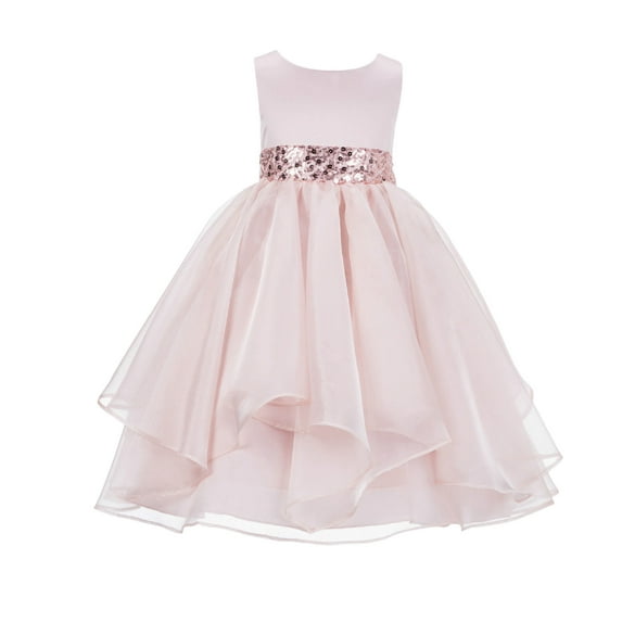 Ekidsbridal Asymmetric Ruffled Organza Sequin Flower Girl Dress Pageant Ballroom Gown 012s 12