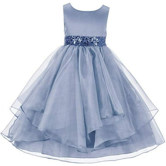 Ekidsbridal Asymmetric Ruffled Organza Sequin Flower Girl Dress Birthday Evening Formal Gown 012S 6