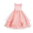thumbnail image 1 of Ekidsbridal Asymmetric Ruffled Organza Sequin Flower Girl Dress Pageant Ballroom Gown 012s 6, 1 of 3