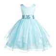 thumbnail image 1 of Ekidsbridal Asymmetric Ruffled Organza Sequin Flower Girl Dresses for Junior Pageants Wedding Reception Ceremony 012 12, 1 of 3