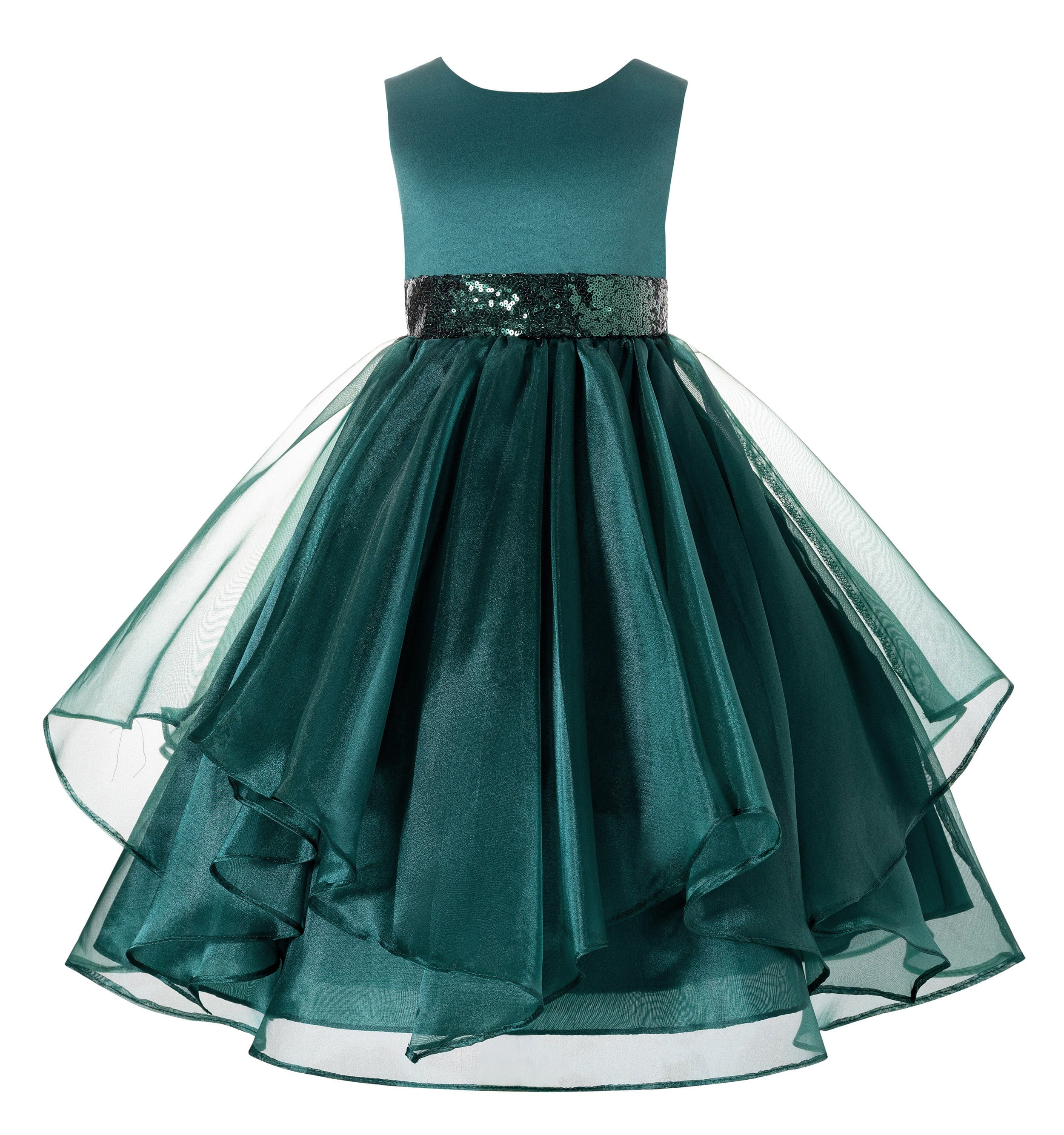 Ekidsbridal Asymmetric Ruffled Organza Sequin Flower Girl Dresses for  Junior Pageants Wedding Reception Ceremony 012 8 - Walmart Business Supplies