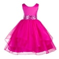 thumbnail image 1 of Ekidsbridal Asymmetric Ruffled Organza Sequin Flower Girl Dresses for Junior Pageants Wedding Reception Ceremony 012 8, 1 of 3