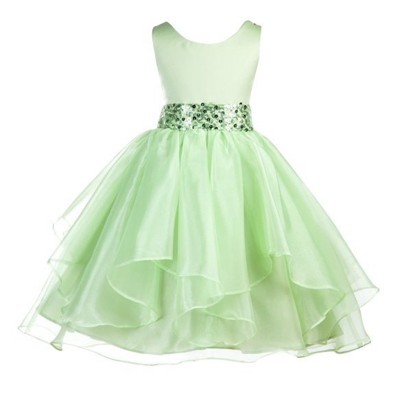Ekidsbridal Asymmetric Ruffles Organza Layers Flower Girl Dress Sequin Sash Junior Bridesmaid Birthday Communion Formal Clothing Baptism 012S 12