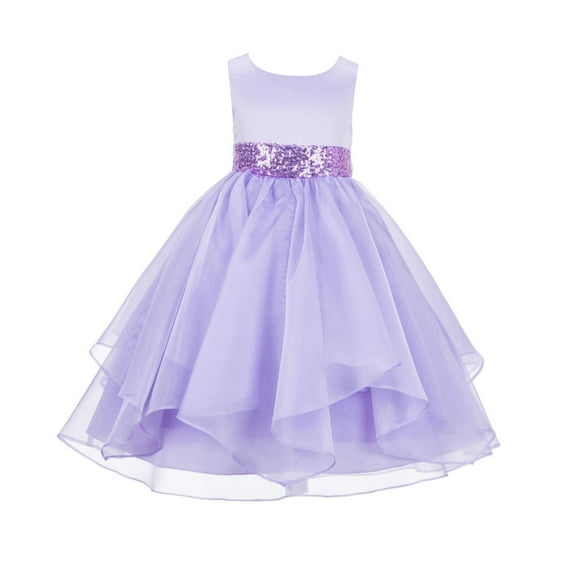Ekidsbridal Asymmetric Ruffles Organza Layers Flower Girl Dress Sequin Sash Junior Bridesmaid Birthday Communion Formal Clothing Baptism 012S 2