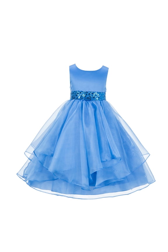 Asymmetric Ruffles Organza Layers Flower Girl Dress Sequin Sash Junior Bridesmaid Birthday Communion Formal Clothing Baptism 012S 6