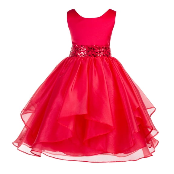 Ekidsbridal Asymmetric Ruffles Organza Layers Flower Girl Dress Sequin Sash Junior Bridesmaid Birthday Communion Formal Clothing Baptism 012S 6