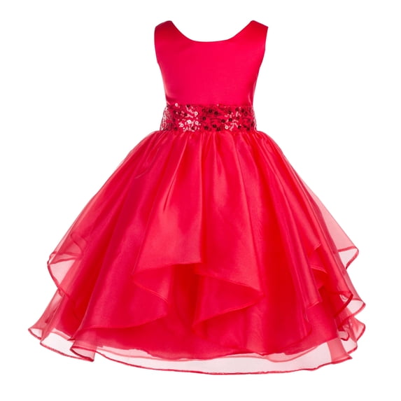Ekidsbridal Asymmetric Ruffles Organza Layers Flower Girl Dress Sequin Sash Junior Bridesmaid Birthday Communion Formal Clothing Baptism 012S 6