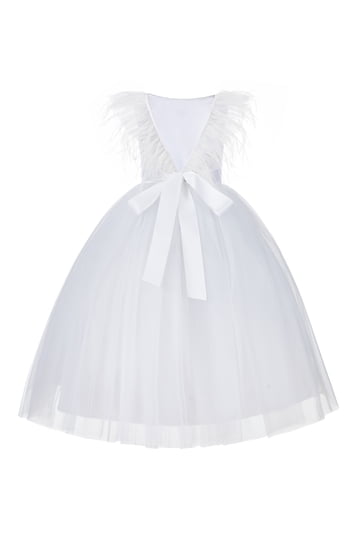 lace white short dress Miss Circle Women's Sacha White Lace Drop Waist Corset Puffy Mini Dress