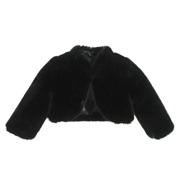 Ekidsbridal Black Faux Fur Capes Formal Flower Girl Bolero Cozy Fur Jacket M