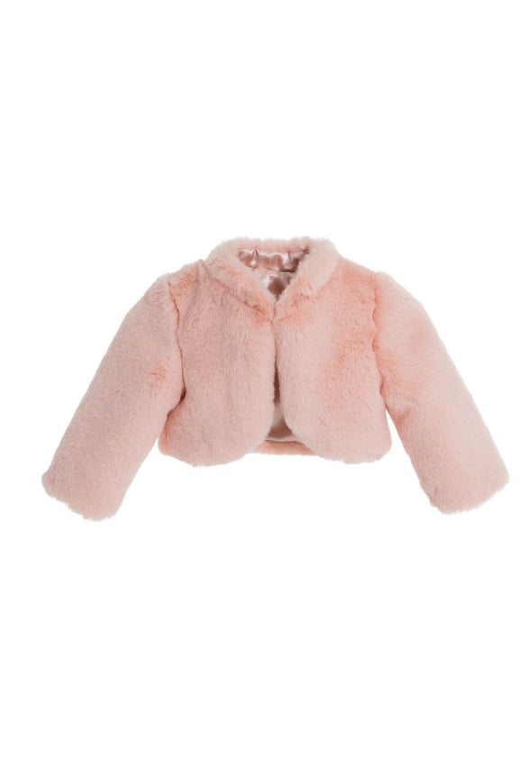 Blush Pink Faux Fur Capes Junior Flower Girl Bolero Cozy Fur Jacket 2