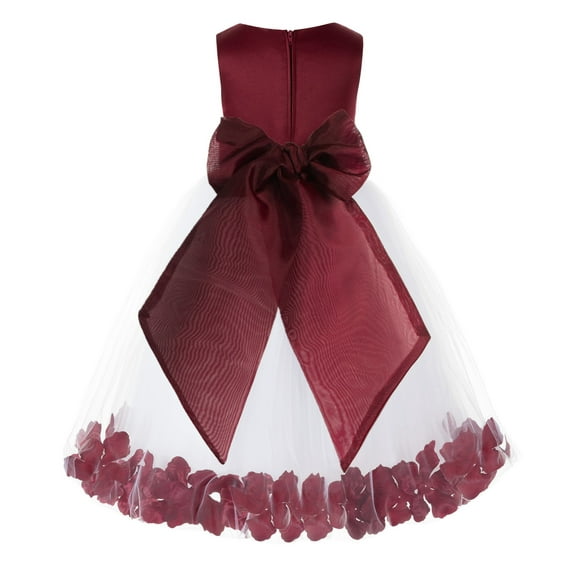 Ekidsbridal Burgundy Bodice Floral Petals Flower Girl Dress Christmas Holiday Wedding Junior Pageant Birthday Party Gown 007 16