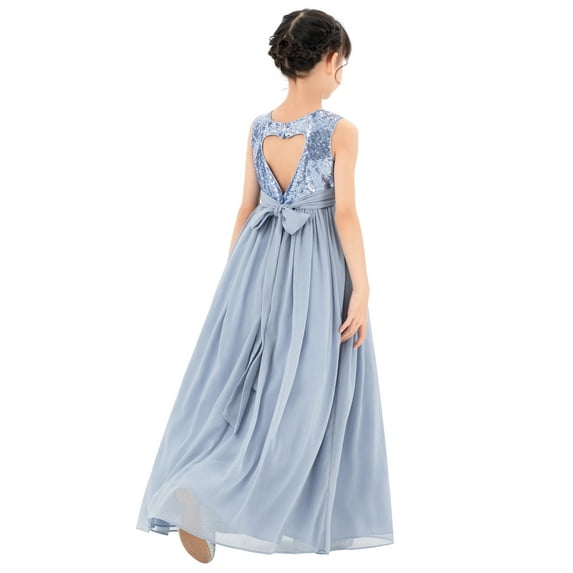 Ekidsbridal Chiffon Sequins Heart Cutout Flower Girl Dresses for Wedding Reception Communion Baptism Father Daughter Dance SH1 8