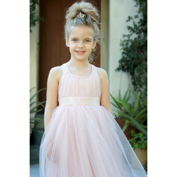 Ekidsbridal Cross Straps A-Line Tulle Flower Girl Dresses Baptism Communion Christening Gown for Toddlers 173 6