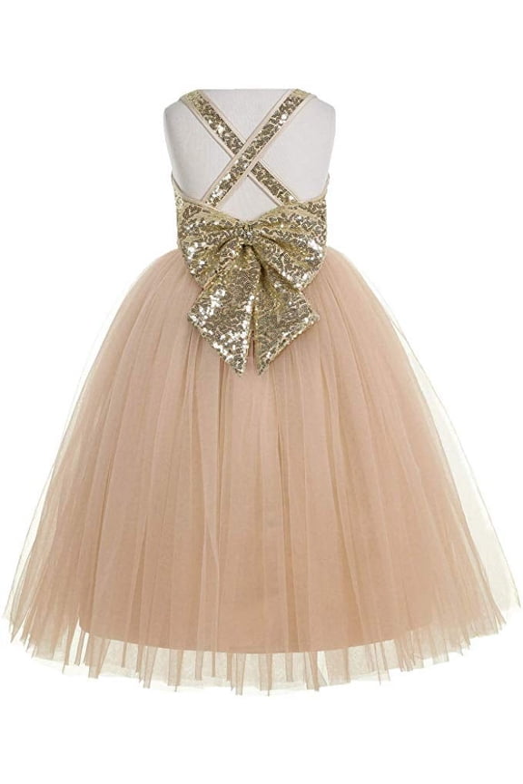 Crossed Straps A-Line Flower Girl Dress Communion Baptism Formal Photoshoot Gown 177 6