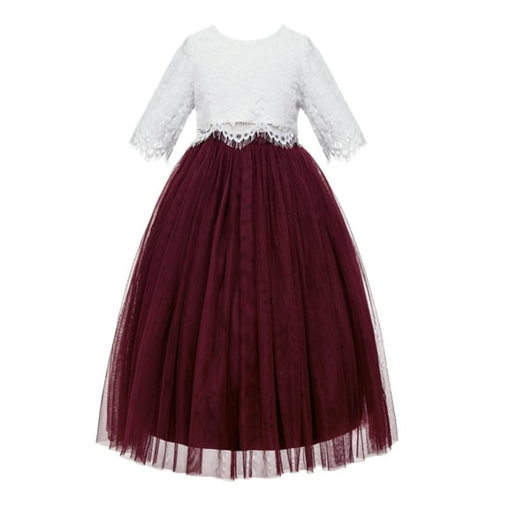 Ekidsbridal Eyelash Lace A-Line Tulle Junior Flower Girl Dress Graduation Ceremonial Gown Social Events Birthday Party LG5 10