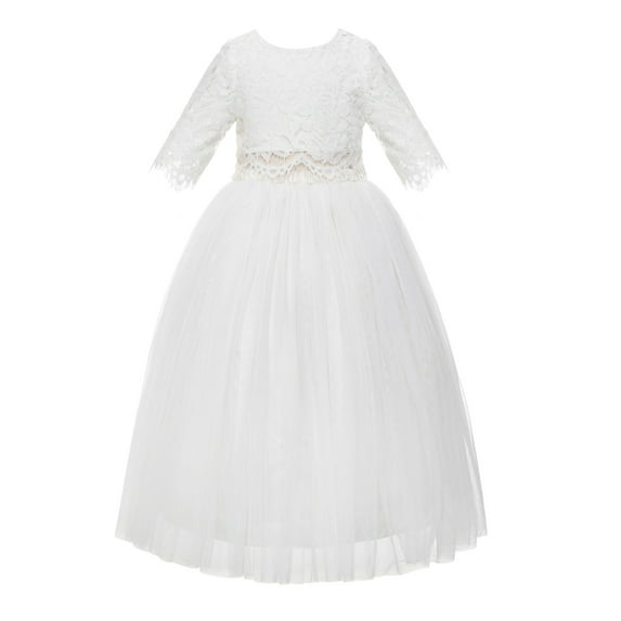 Ekidsbridal Eyelash Lace A-Line Tulle Junior Flower Girl Dress Graduation Ceremonial Gown Social Events Birthday Party LG5 5