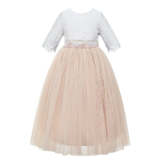 Ekidsbridal Eyelash Lace A-Line Tulle Junior Flower Girl Dress Graduation Ceremonial Gown Social Events Birthday Party LG5 5
