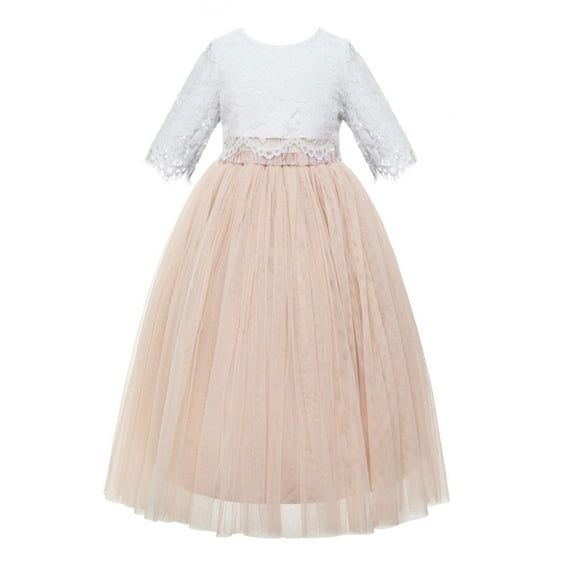 Ekidsbridal Eyelash Lace A-Line Tulle Junior Flower Girl Dress Graduation Ceremonial Gown Social Events Birthday Party LG5 5