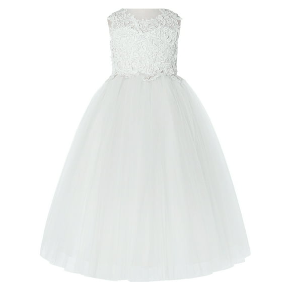Ekidsbridal Floral Applique Lace Wedding Flower Girl Dress Toddler Bridesmaid Christening Gown 220 5