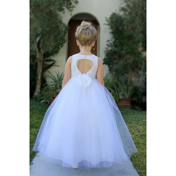 Ekidsbridal Floral Lace Heart Cutout Flower Girl Dress Wedding Tulle Beauty Pageant Junior Bridesmaid Christening Gown 172F 10