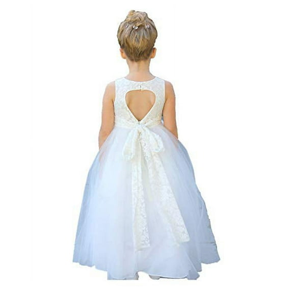 Ekidsbridal Floral Lace Heart Cutout Formal Flower Girl Dress Pageant Princess Ballroom Gown Birthday Baptism Communion 172 14