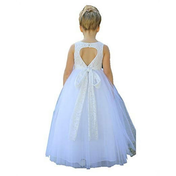 Ekidsbridal Floral Lace Heart Cutout Formal Flower Girl Dress Pageant Princess Ballroom Gown Birthday Baptism Communion 172 4