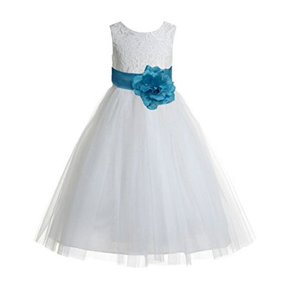 Ekidsbridal Floral Lace Heart Cutout Ivory Flower Girl Dresses Junior Bridesmaid Wedding Reception Gown 172T 12