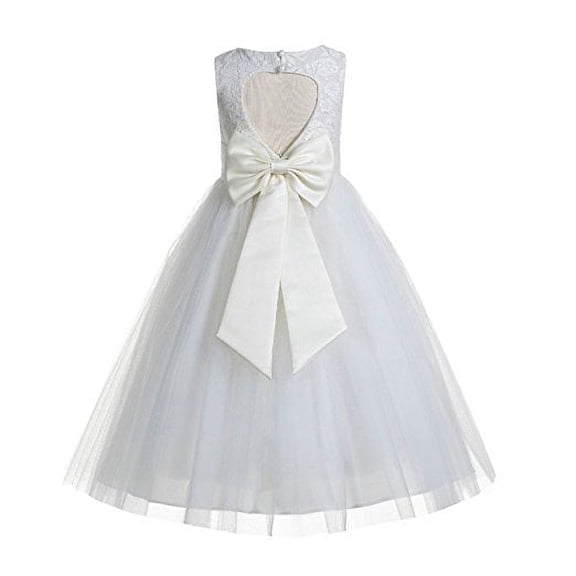 Ekidsbridal Floral Lace Heart Cutout Ivory Flower Girl Dresses Junior Bridesmaid Wedding Reception Gown 172T 14