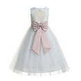 thumbnail image 1 of Ekidsbridal Floral Lace Heart Cutout Ivory Flower Girl Dresses Junior Bridesmaid Wedding Reception Gown 172T 4, 1 of 2