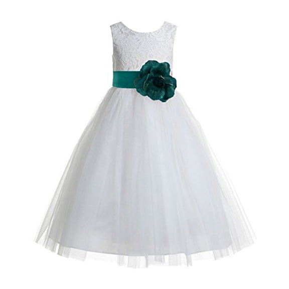 Ekidsbridal Floral Lace Heart Cutout Ivory Flower Girl Dresses Junior Bridesmaid Wedding Reception Gown 172T 4