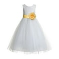thumbnail image 1 of Ekidsbridal Floral Lace Heart Cutout Ivory Flower Girl Dresses Junior Bridesmaid Wedding Reception Gown 172T 4, 1 of 2