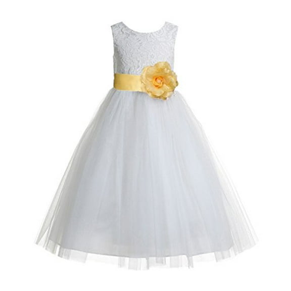 Ekidsbridal Floral Lace Heart Cutout Ivory Flower Girl Dresses Junior Bridesmaid Wedding Reception Gown 172T 4