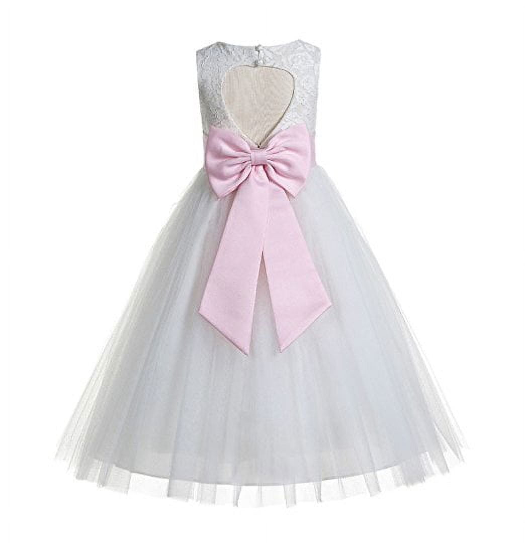 Ekidsbridal Floral Lace Heart Cutout Ivory Flower Girl Dresses Junior ...