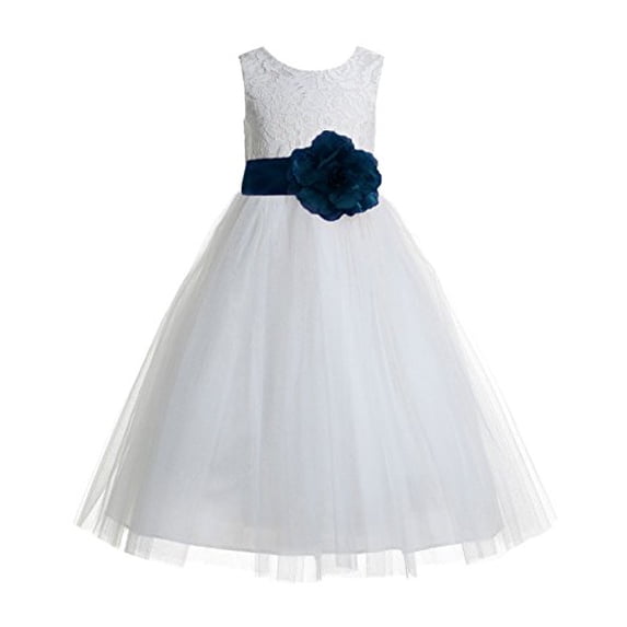 Ekidsbridal Floral Lace Heart Cutout Ivory Flower Girl Dresses Junior Bridesmaid Wedding Reception Gown 172T 8