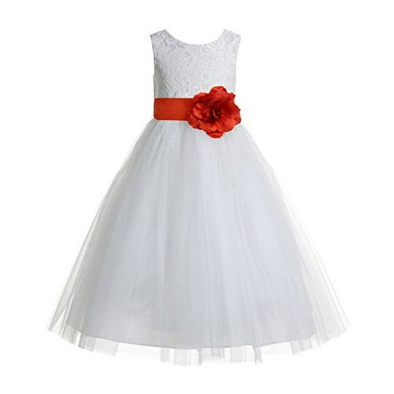 Ekidsbridal Floral Lace Heart Cutout Ivory Flower Girl Dresses Junior Bridesmaid Wedding Reception Gown 172T 8