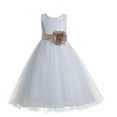 thumbnail image 1 of Ekidsbridal Floral Lace Heart Cutout White Flower Girl Dresses First Communion Holy Baptism for Church Christening Gown 172T 14, 1 of 2