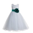 thumbnail image 1 of Ekidsbridal Floral Lace Heart Cutout White Flower Girl Dresses First Communion Holy Baptism for Church Christening Gown 172T 2, 1 of 2