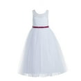 thumbnail image 1 of Ekidsbridal Floral Lace Scoop Neck A-Line White Flower Girl Dresses Keyhole Back Communion Dresses Pageant Dress 178 10, 1 of 3