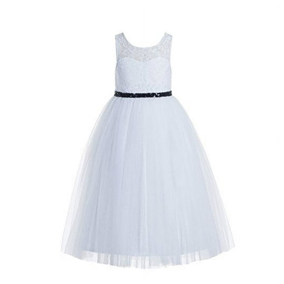 Ekidsbridal Floral Lace Scoop Neck A-Line White Flower Girl Dresses Keyhole Back Communion Dresses Pageant Dress 178 12