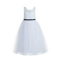 thumbnail image 1 of Ekidsbridal Floral Lace Scoop Neck A-Line White Flower Girl Dresses Keyhole Back Communion Dresses Pageant Dress 178 4, 1 of 3