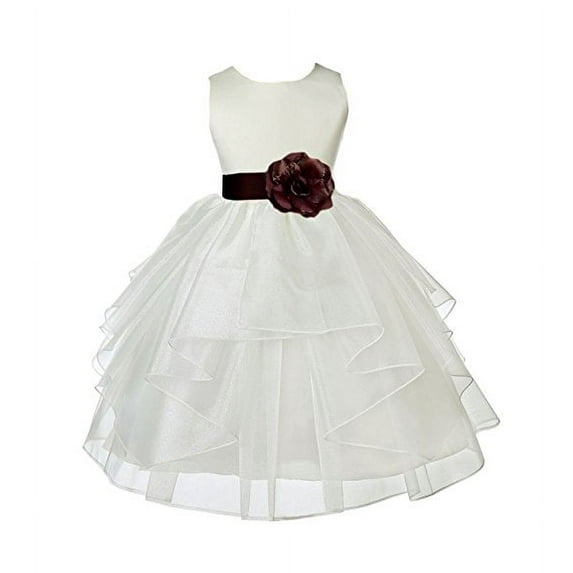 Ekidsbridal Formal Ivory Shimmering Organza Flower Girl Dresses Graduation Ceremony Birthday Party Communion Baptism Christening Gown 4613T 8