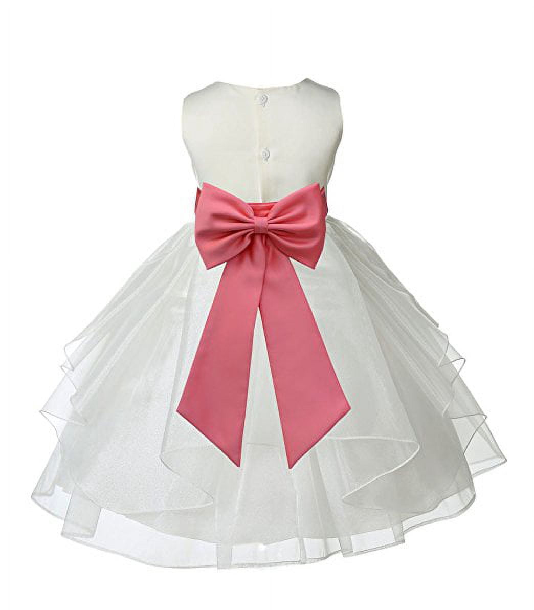 Rhinestone Flower Girl Dress - Shimmering Organza Christening Dress With Layered Skirt, Spaghetti Strap, Sash