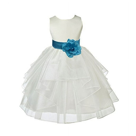 Ekidsbridal Formal Ivory Shimmering Organza Flower Girl Dresses Graduation Ceremony Birthday Party Communion Baptism Christening Gown 4613T 2